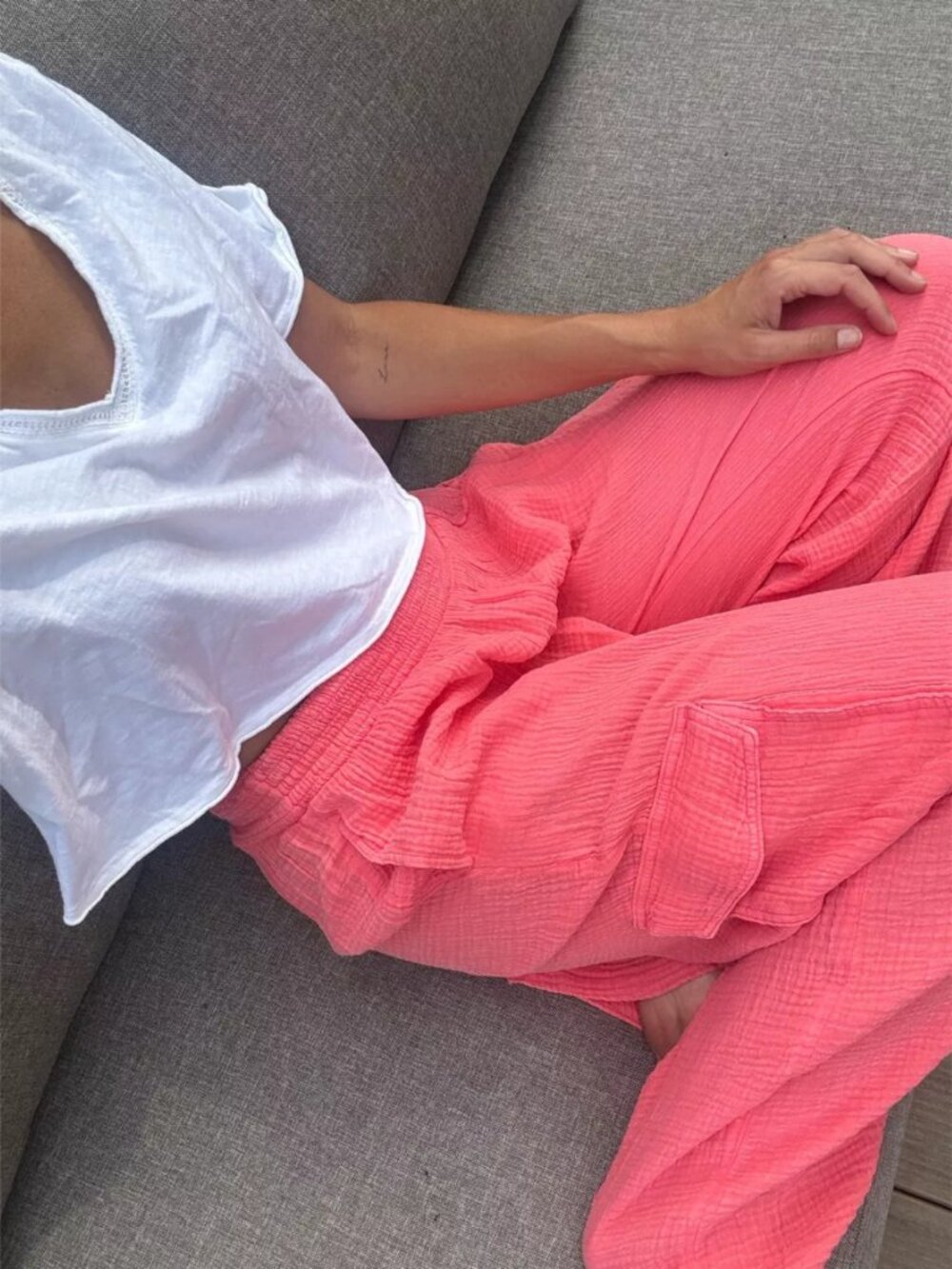 aerie Coral Pink Wide-Leg Lounge Pants
